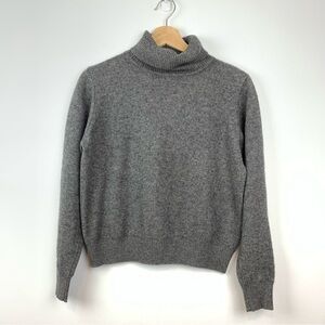 Cashmere Sweater Turtleneck Studio E Sz Medium Gray Long Sleeves Quiet Luxury